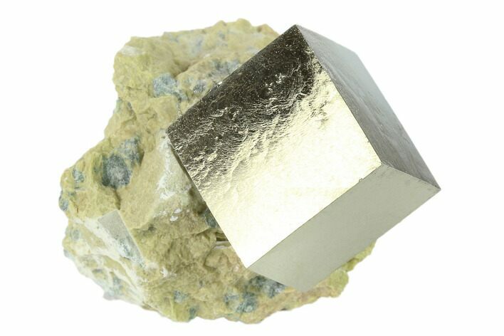 Shiny, Natural Pyrite Cube In Rock - Navajun, Spain #131157